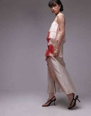 & OTHER STORIES SHEER CHIFFON MAXI DRESS WITH LAYERS WITH FLORAL PLACEMENT PRINT-MULTI 