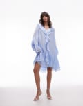 [Other Stories] & Other Stories sheer chiffon mini dress with ruffles and tier hem in soft blue XS Soft blue