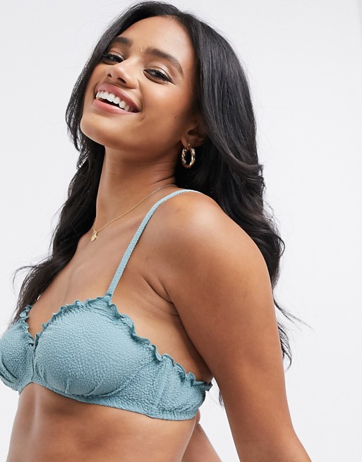 & Other Stories sheer detail triangle bra in green