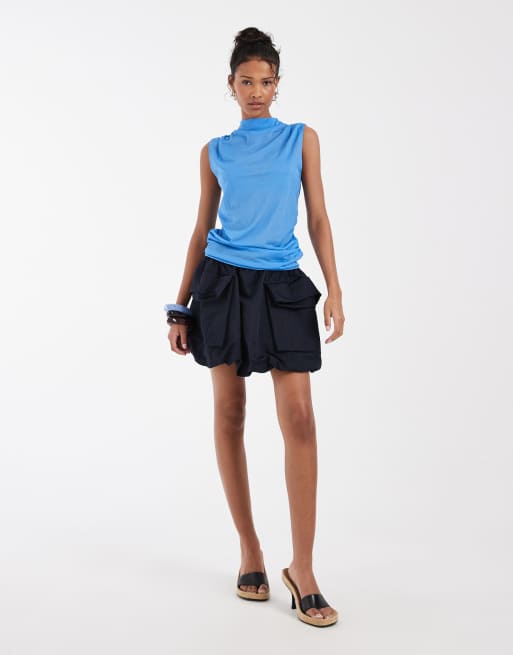 & Other Stories sheer draped sleeveless top in light blue, 2 of 4