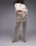 [Other Stories] & Other Stories sheer lace pants with scallop hem and fitted hotpants in off white 36 Off white