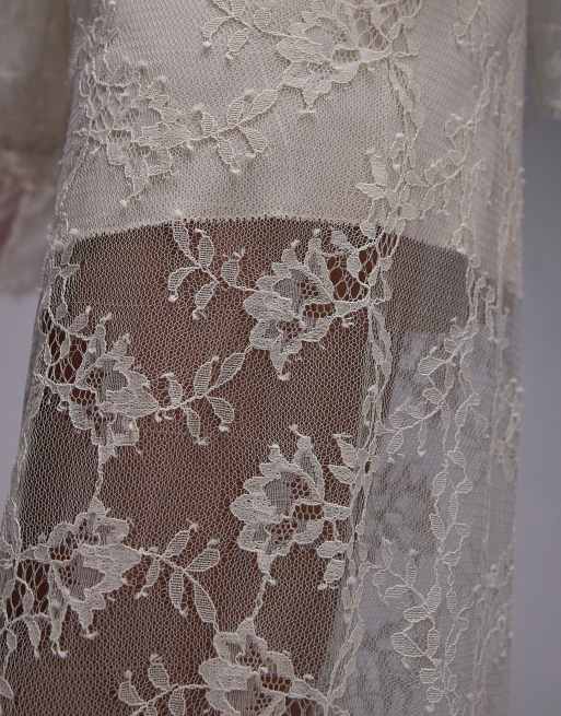 & Other Stories sheer lace pants with scalloped hem and fitted micro shorts in off white