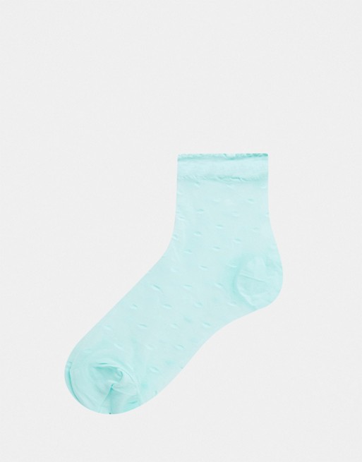 & Other Stories sheer spot socks in turquoise