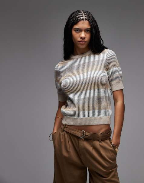 & Other Stories sheered top on beige stripe - view 1