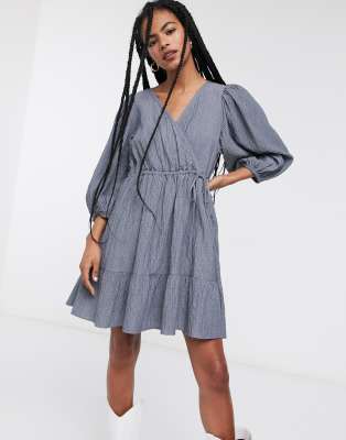 asos blue wrap dress