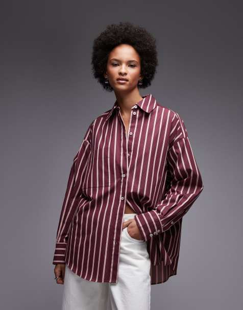 & Other Stories shirt in burgundy stripes - view 1