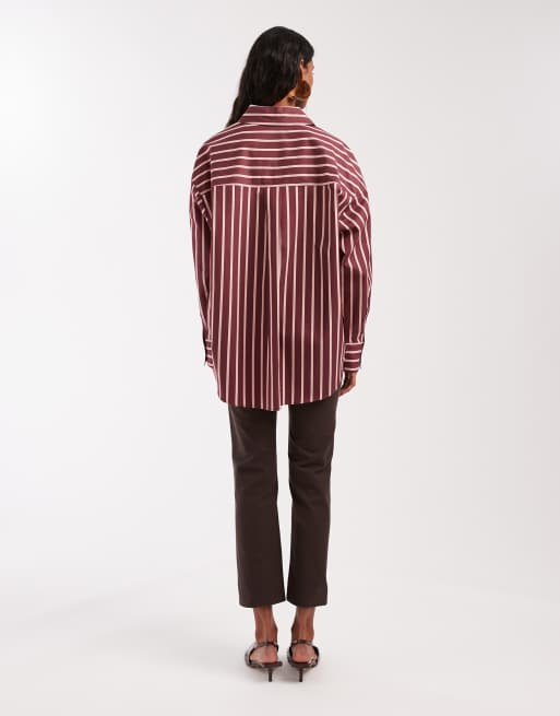 & Other Stories shirt in burgundy stripes
