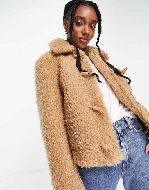  Other Stories short faux shearling jacket in beige - BEIGE