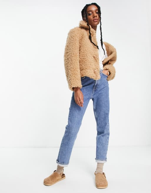 Short shearling hot sale jacket