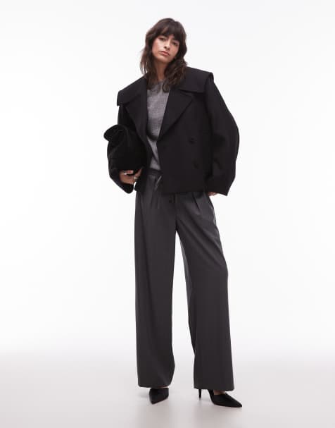 & Other Stories short peacoat with strapped cuffs in brown - view 1