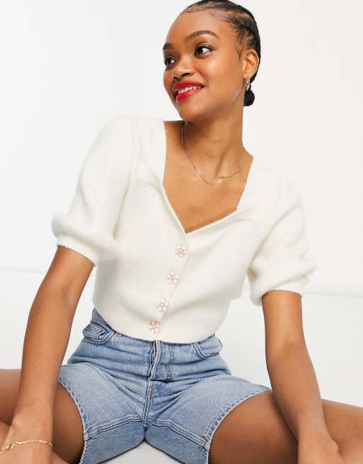 Ivory short hot sale sleeve cardigan