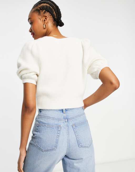 Cream short hot sale sleeve jumper