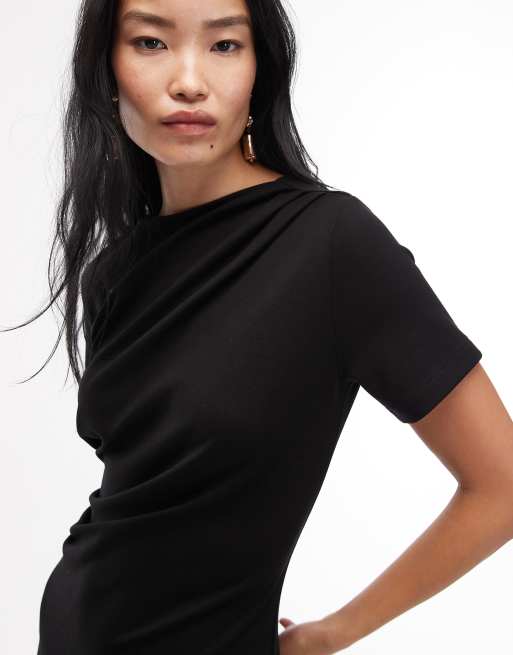 & Other Stories short sleeve drape twist midaxi dress with