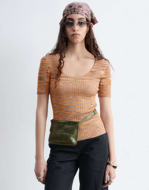 & Other Stories short sleeve knit top in light orange  - view 1