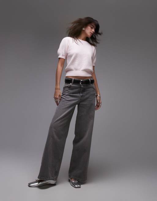& Other Stories short sleeve knit top in pink with scalloped edge neckline, 4 of 4