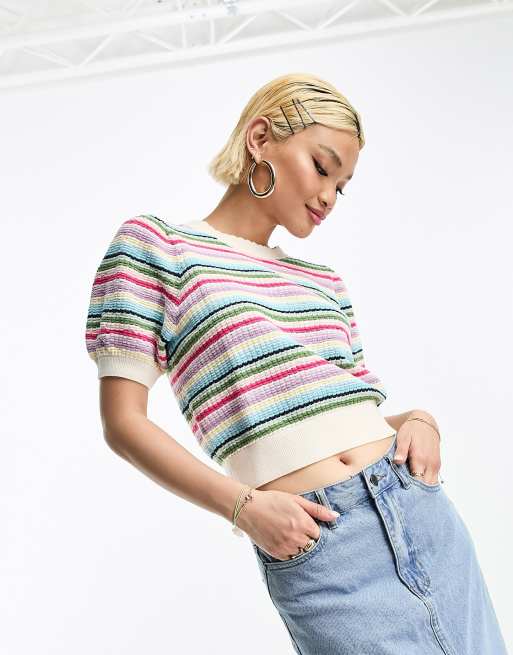 & Other Stories short sleeve knitted top in multicolor stripe