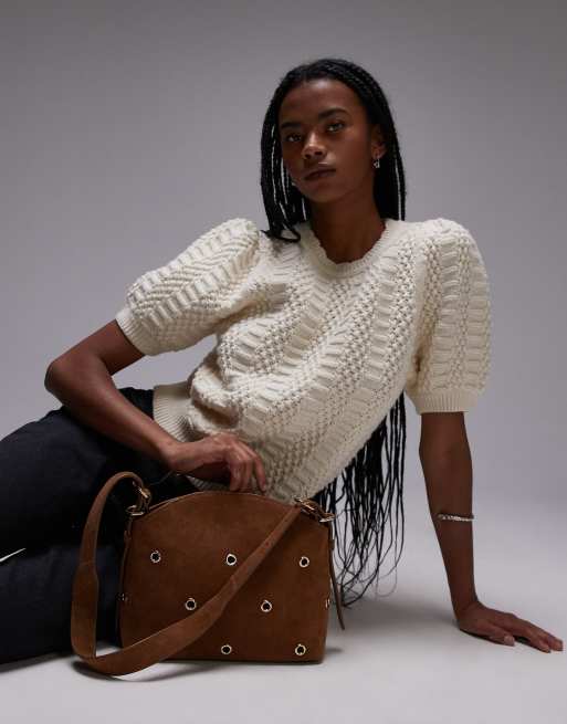 & Other Stories short sleeve knitted top in white with