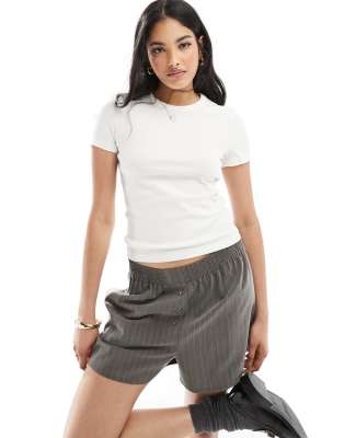 & other stories short sleeve ribbed fitted top in white