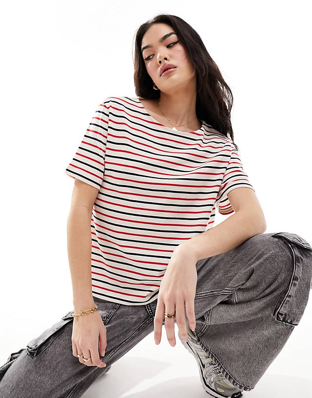 & Other Stories - short sleeve t-shirt in red and navy stripes