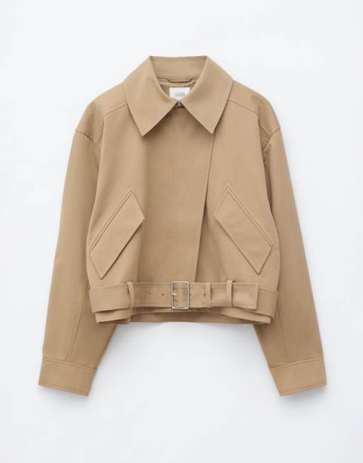 & Other Stories short trench jacket in dark beige, 4 of 4