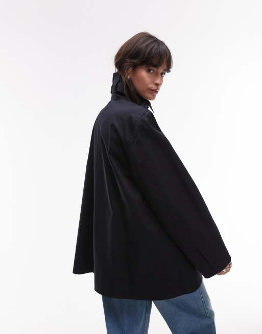 & Other Stories short trench jacket with strap funnel neck detail in navy