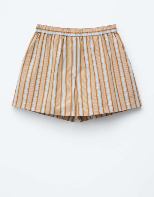& Other Stories shorts in brown and blue stripe - part of a set , 3 of 4