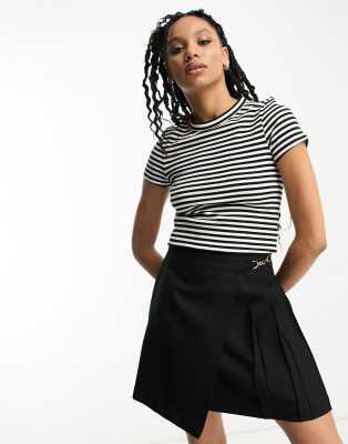 Other Stories &  Shrunken T-shirt In Black And White Stripe