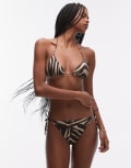 [Other Stories] & Other Stories side tie bikini bottoms in brown zebra print 34 BROWN ZEBRA PRINT