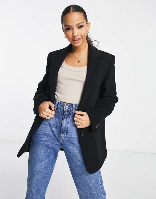 & Other Stories single breasted wool blazer in black | ASOS