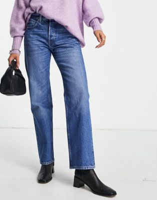Other Stories &  Sleek Cotton Blend Straight Leg Jeans In Magic Blue