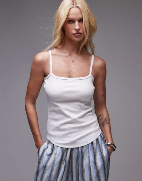 & Other Stories sleek fit jersey strappy singlet in white - view 1