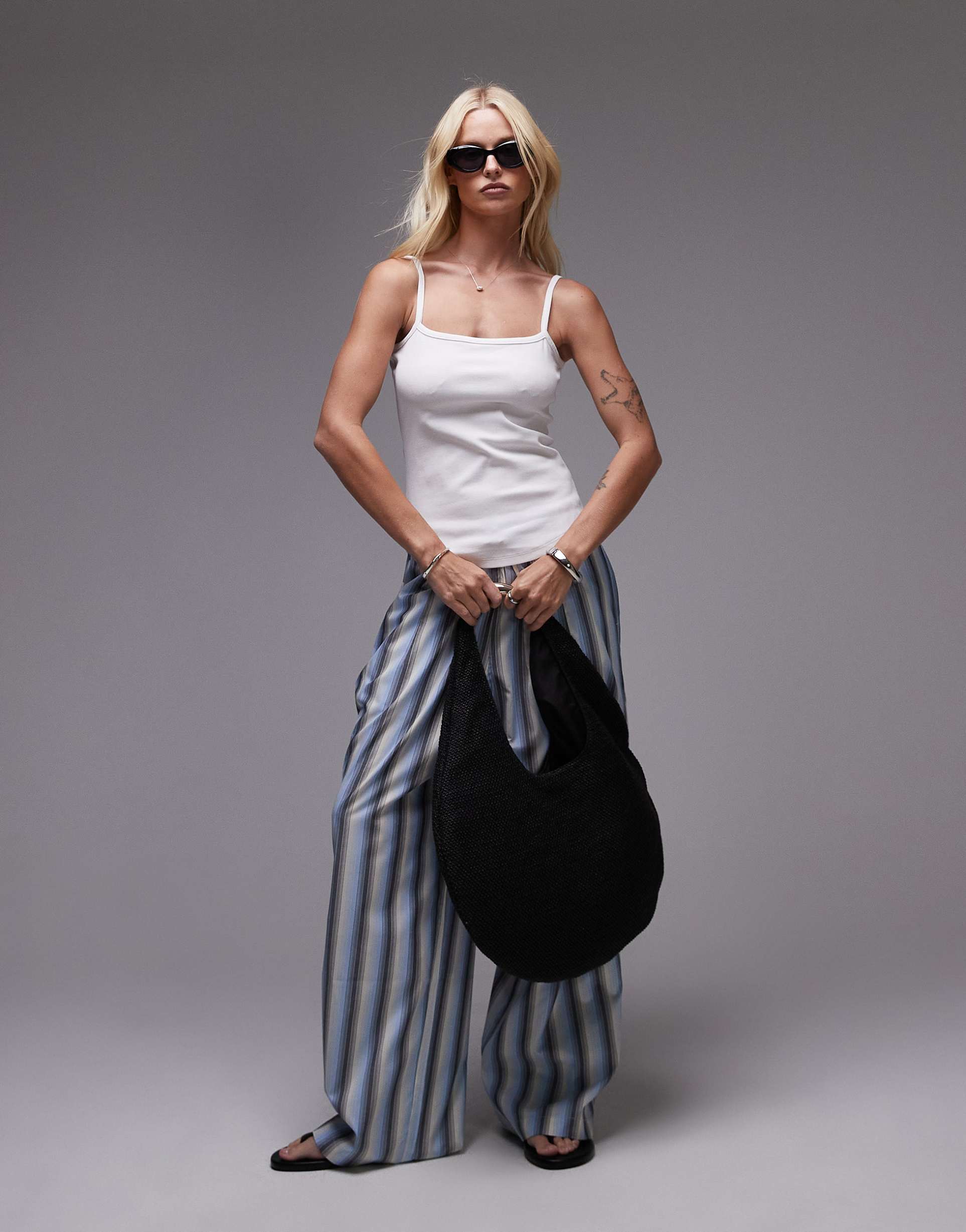 & other stories sleek fit jersey strappy tank top in white
