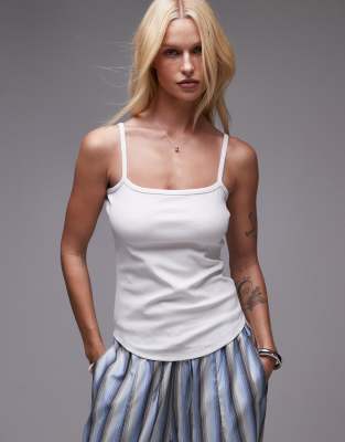 & Other Stories & Other Stories sleek fit jersey strappy vest in white