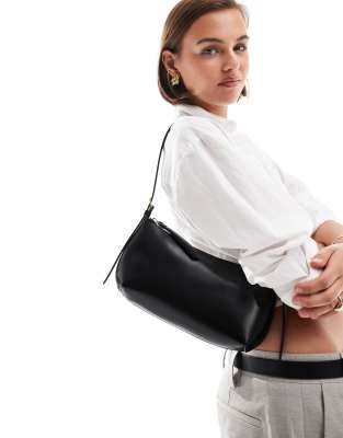 & Other Stories sleek leather shoulder bag in black