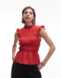 [Other Stories] & Other Stories sleeveless blouse with frill collar and peplum hem in red 32 RED