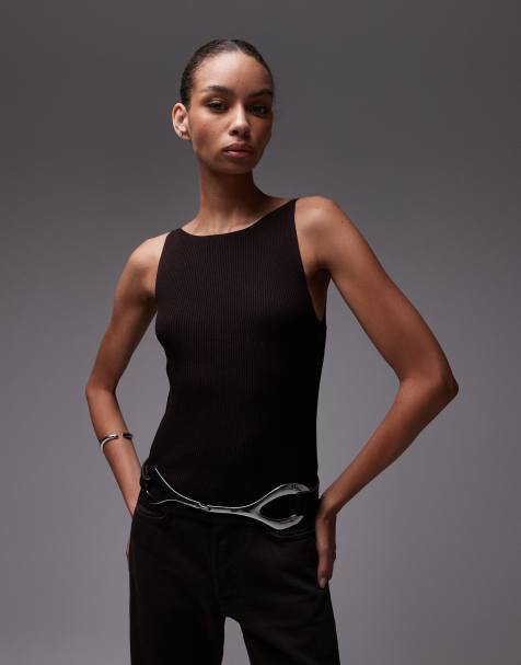& Other Stories sleeveless boatneck knitted top in brown - view 1
