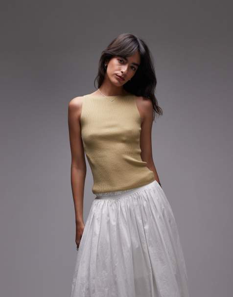 & Other Stories sleeveless boatneck knitted top in khaki green - view 1