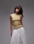 [Other Stories] & Other Stories sleeveless boatneck knitted top in khaki green XS Khaki green