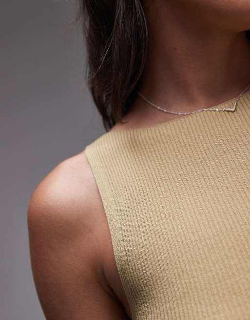 & Other Stories sleeveless boatneck knitted top in khaki green, 2 of 4