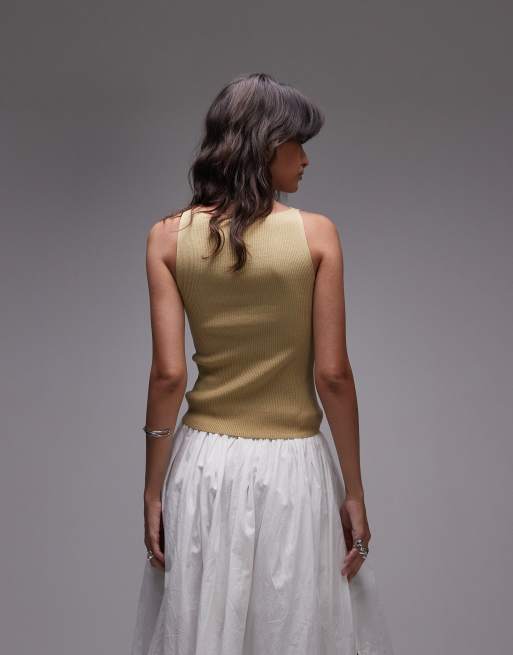 & Other Stories sleeveless boatneck knitted top in khaki green, 4 of 4