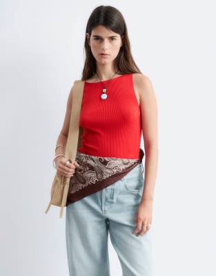 & Other Stories Sleeveless Jersey Top With High Neck In Red