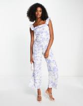 Free People Katya Printed Jumpsuit〜後ろリボンがポイント〜 Free People Katya printed jumpsuit in multi | ASOS
