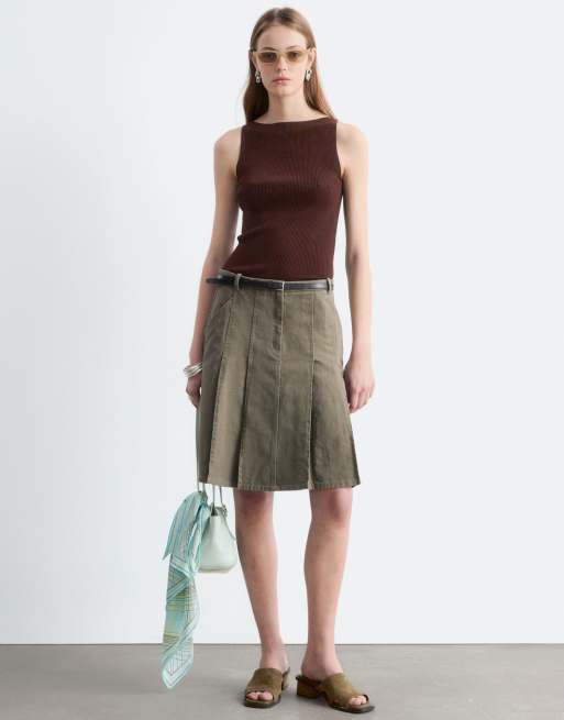 & Other Stories sleeveless knit top with high neck in dark brown, 2 of 3