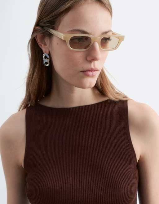 & Other Stories sleeveless knit top with high neck in dark brown, 3 of 3
