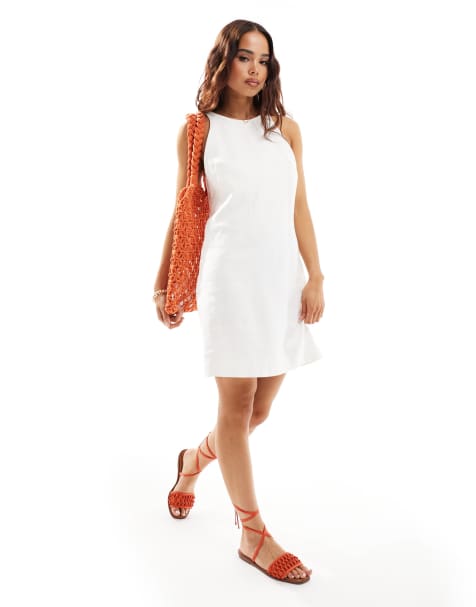 & Other Stories sleeveless linen mini dress in white - view 1