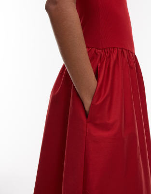 & Other Stories Sleeveless Maxi Dress With Volume Hem In Red