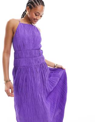 & Other Stories sleeveless midi dress with  ruche and  pleat detail in purple