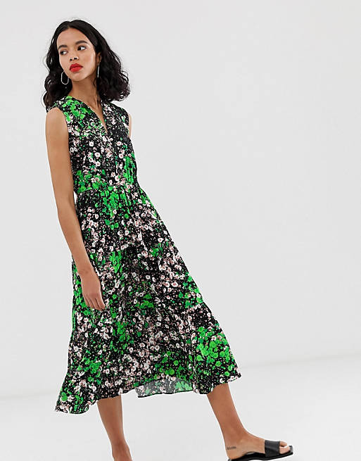 & Other Stories sleeveless midi smock dress in floral print | ASOS