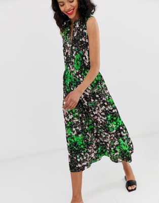 floral sleeveless midi dress