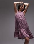 [Other Stories] & Other Stories sleeveless mini dress with drop waist in pink mini abstract print M Pink abstract print